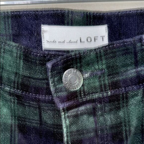 LOFT Plaid Velvet Skinny Pants 4/27 - Picture 2 of 10